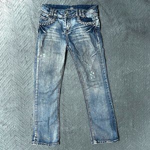 Almost Famous Girls Shiloh Bootcut Distressed Jeans Size 14 (Waist: 26”)